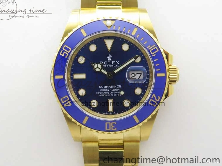 MiroTime 1223 Unisex Submariner 41mm 126618 LB YG EWF Blue Dial on YG Bracelet A 2615